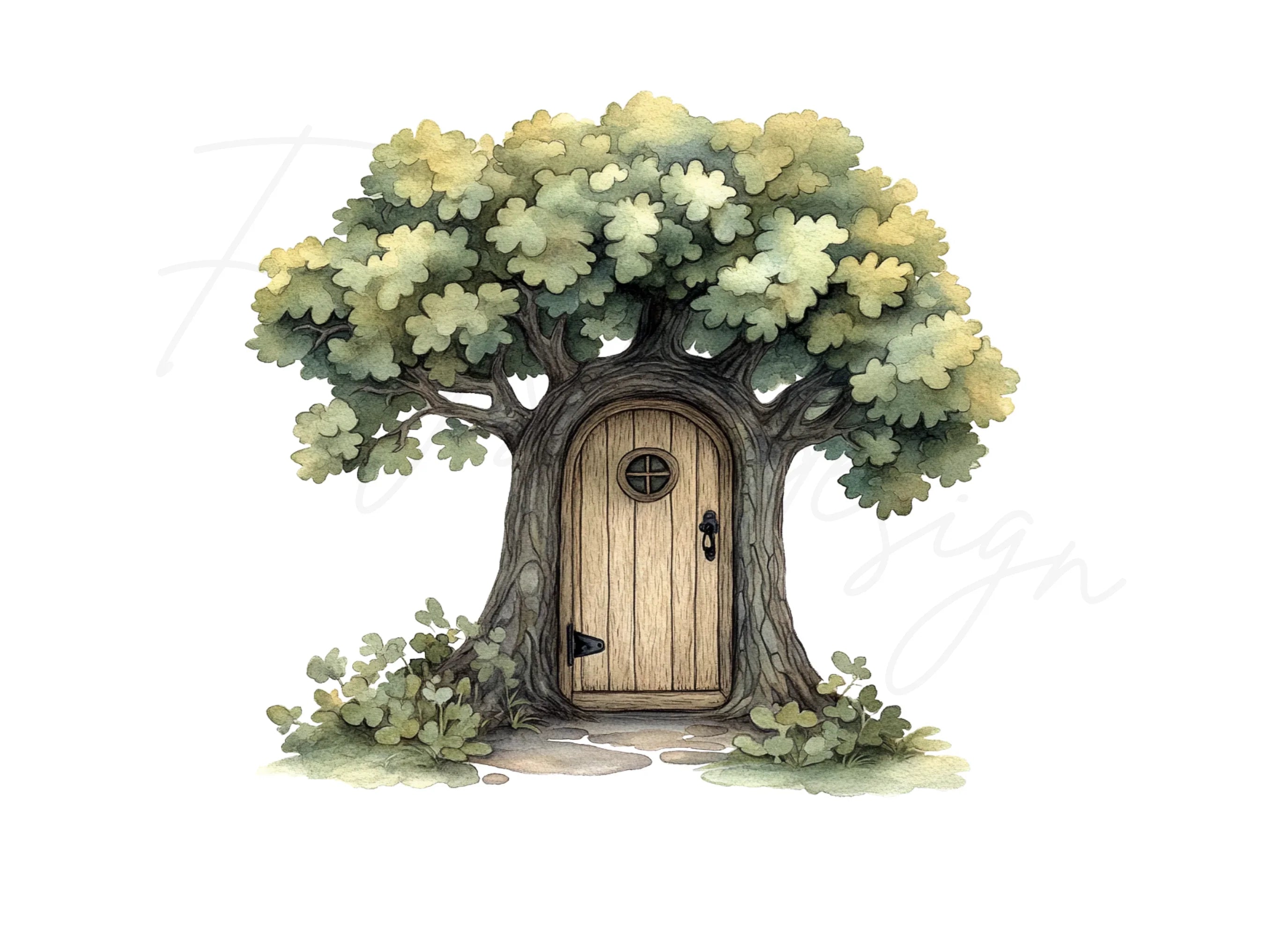 Whimsical Tree House Door Clipart Bundle