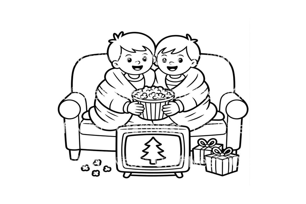 Cozy Christmas Movie Night Coloring Books