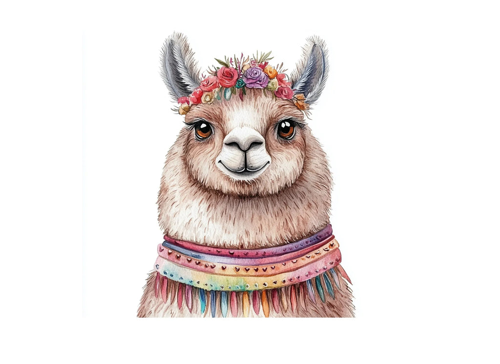 Cute Llama Flower Crowns Clipart Bundle