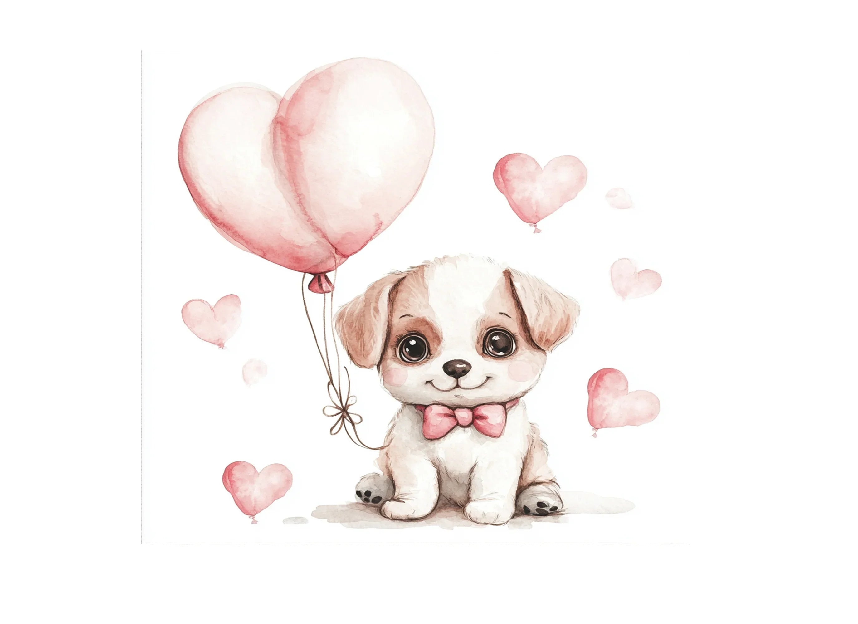 Cute Puppy with Balloons Clipart Bundle
