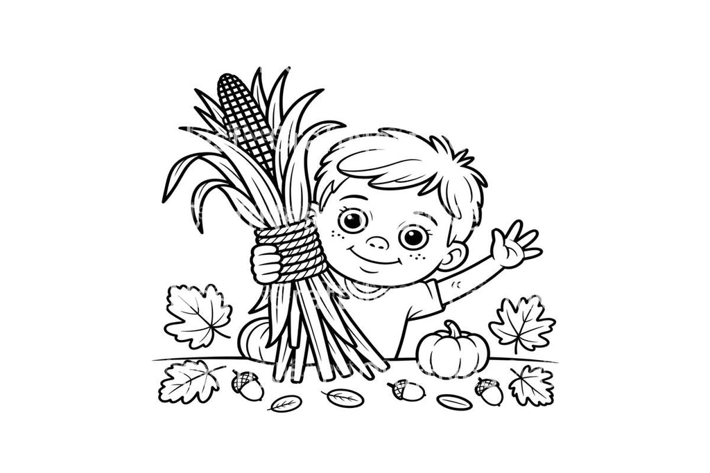 Kids Autumn Corn Harvest Coloring Books