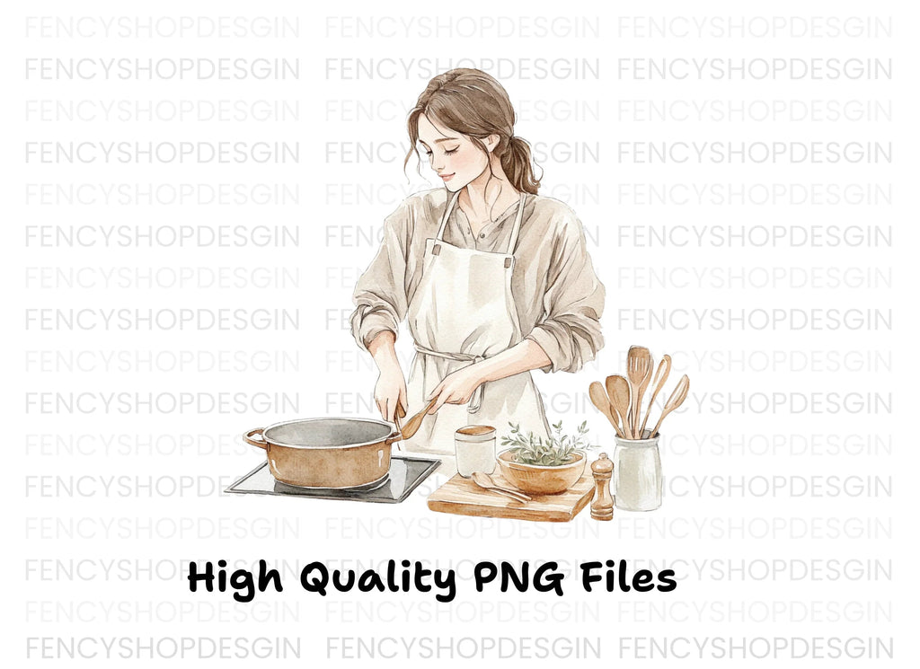 Stirring Pot Woman Clipart Bundle
