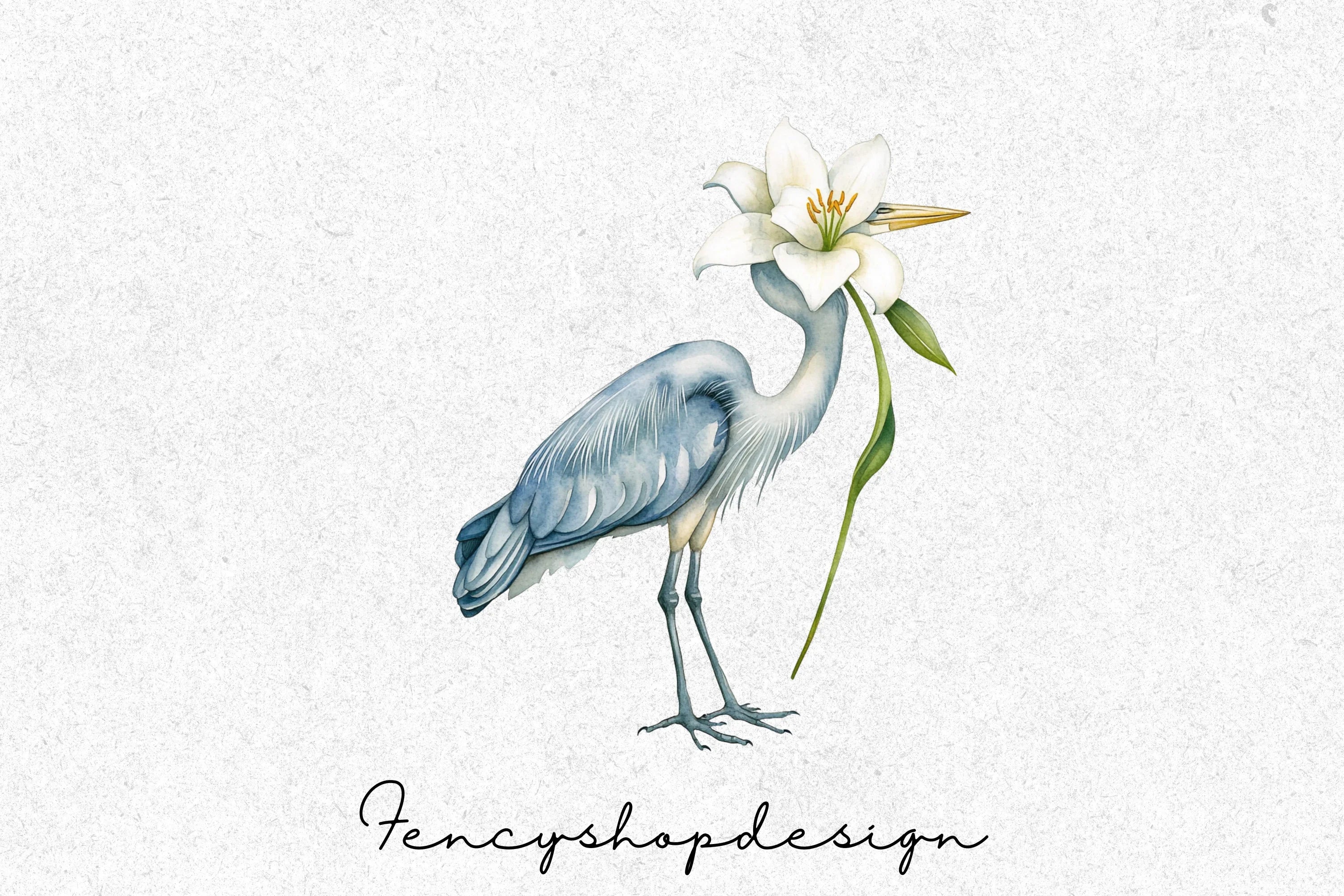 Graceful Blue Heron Designs Clipart Bundle