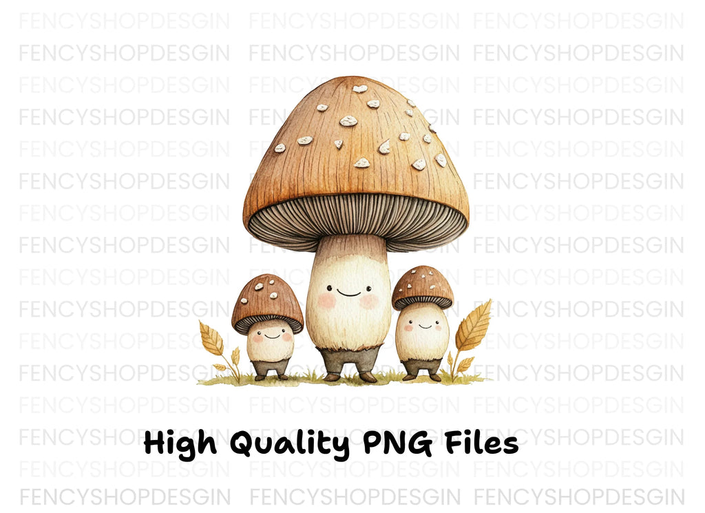 Cute Mushroom Family Clipart Bundle