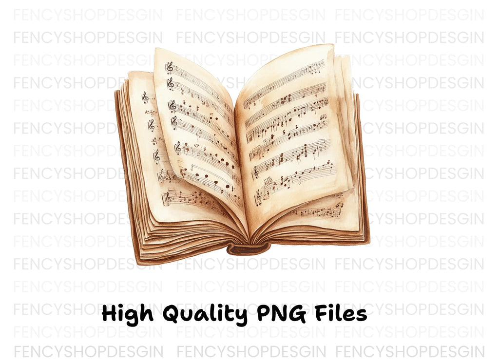 Open Vintage Music Book Clipart Bundle