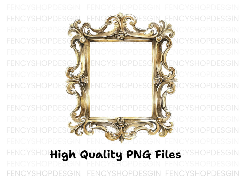 Luxurious Golden Ornate Frame Clipart Bundle