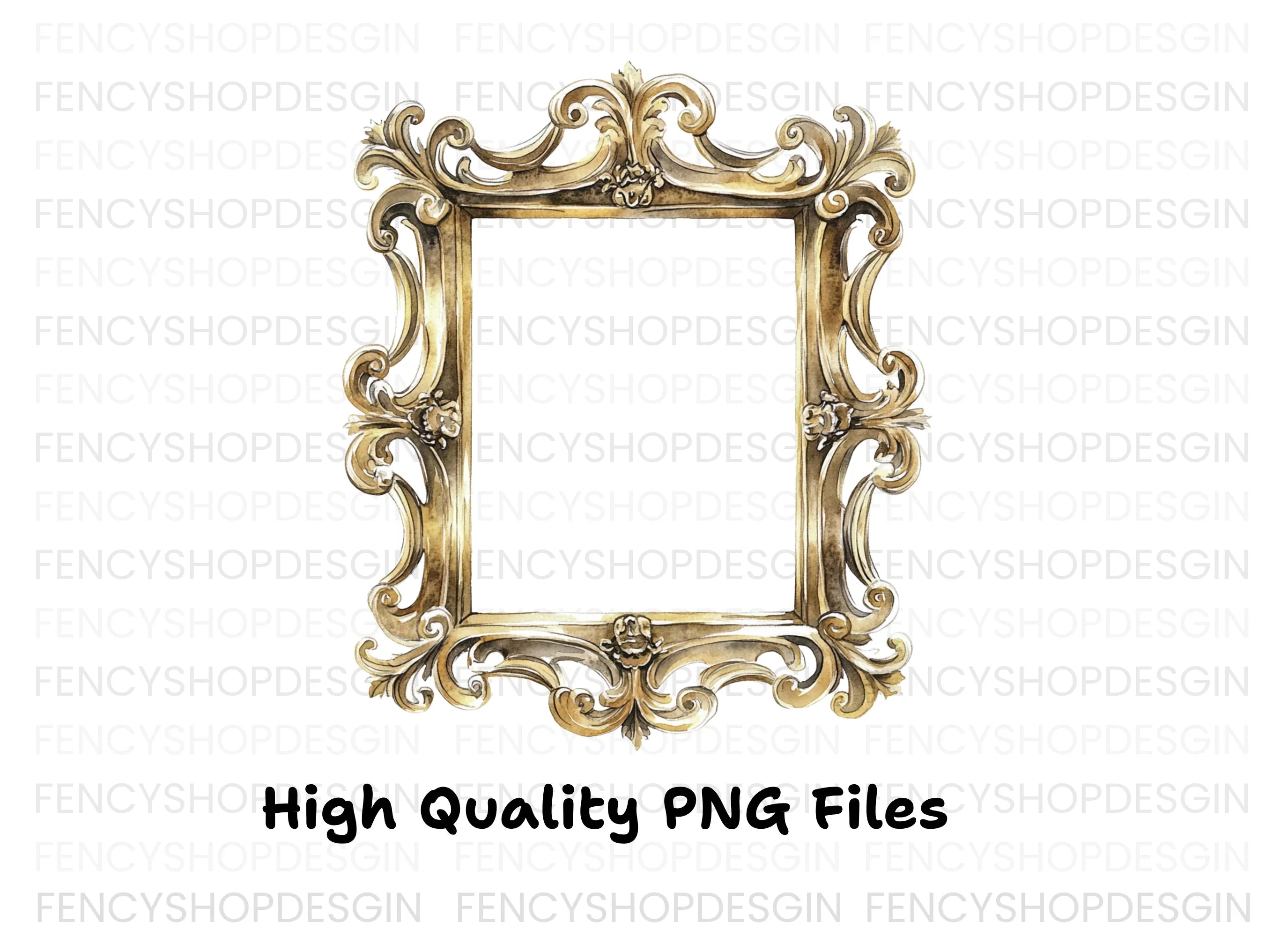 Luxurious Golden Ornate Frame Clipart Bundle