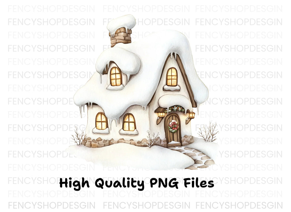 Cozy Winter Cottage Clipart Bundle