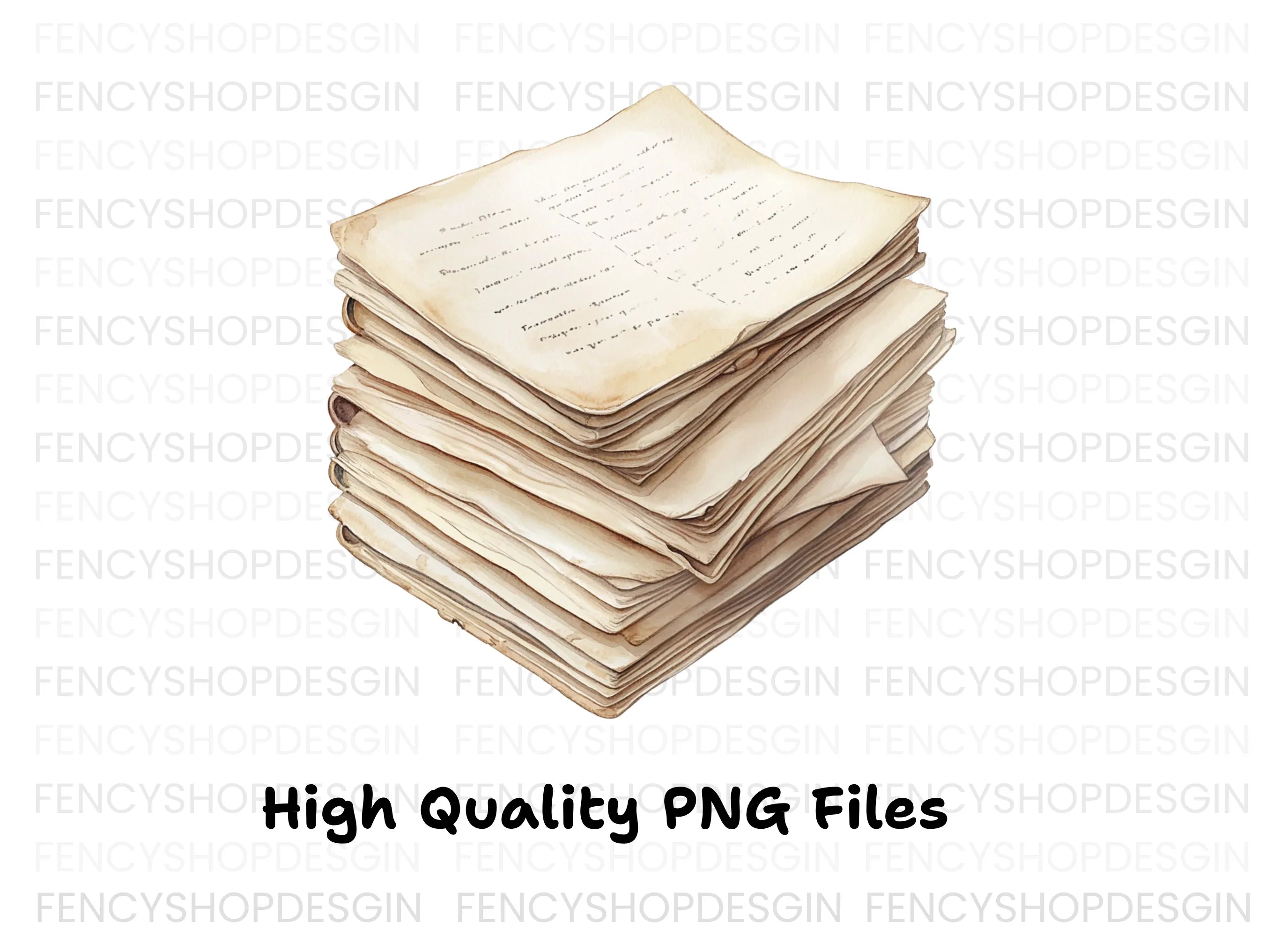 Vintage Stack of Old Papers Clipart Bundle