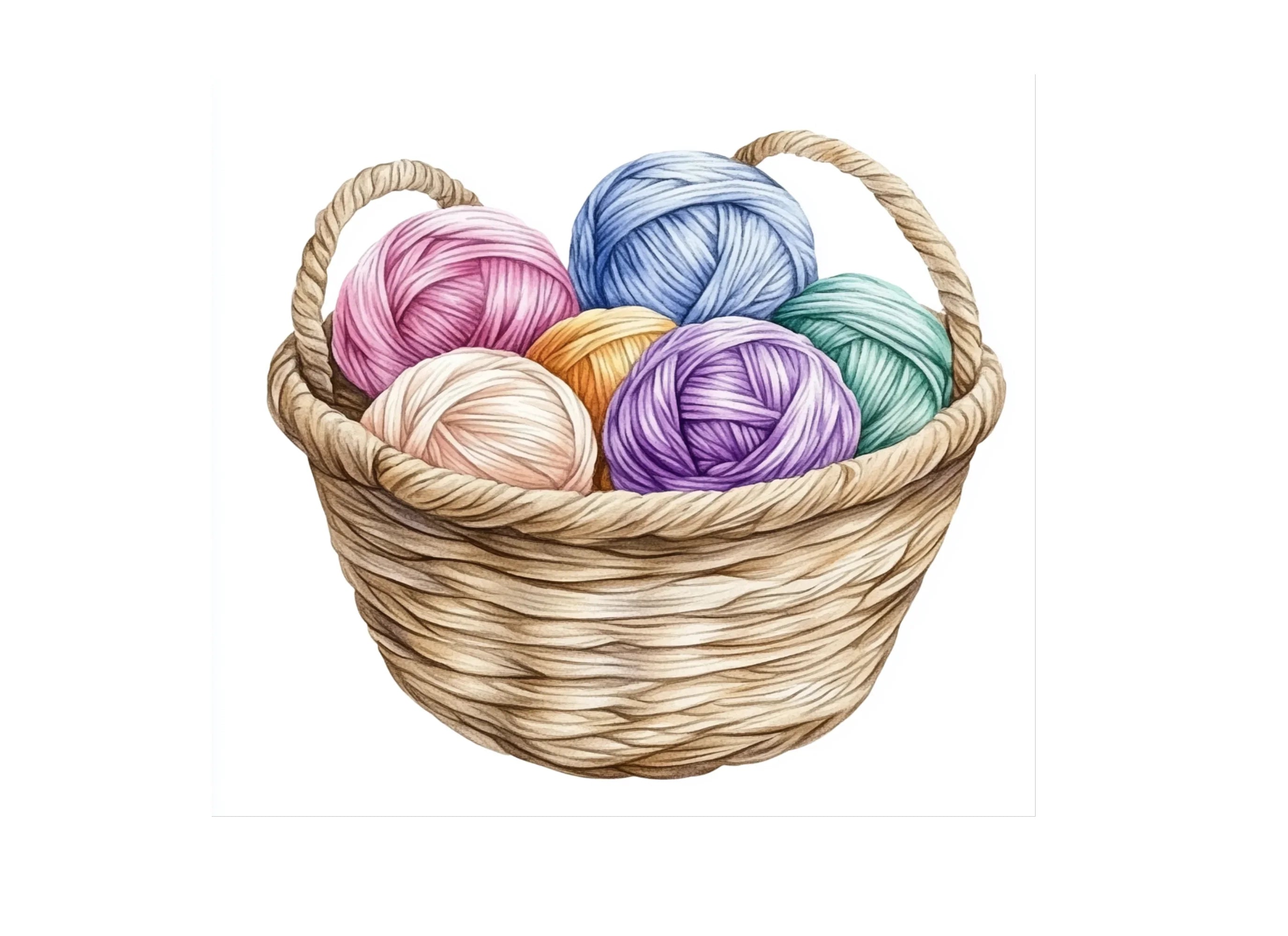 Yarn Basket Clipart Bundle