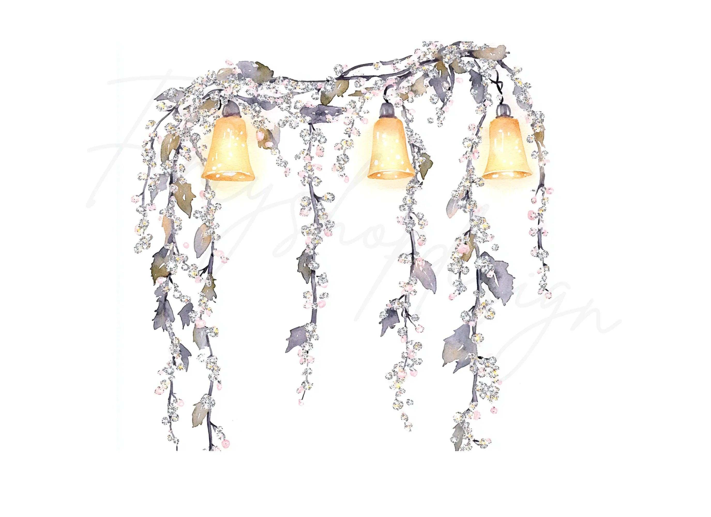 Sparkling Garland Lights Clipart Bundle