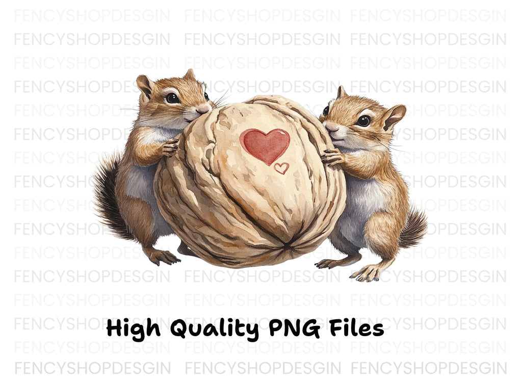 Chipmunk Couple Heart Nut Clipart Bundle