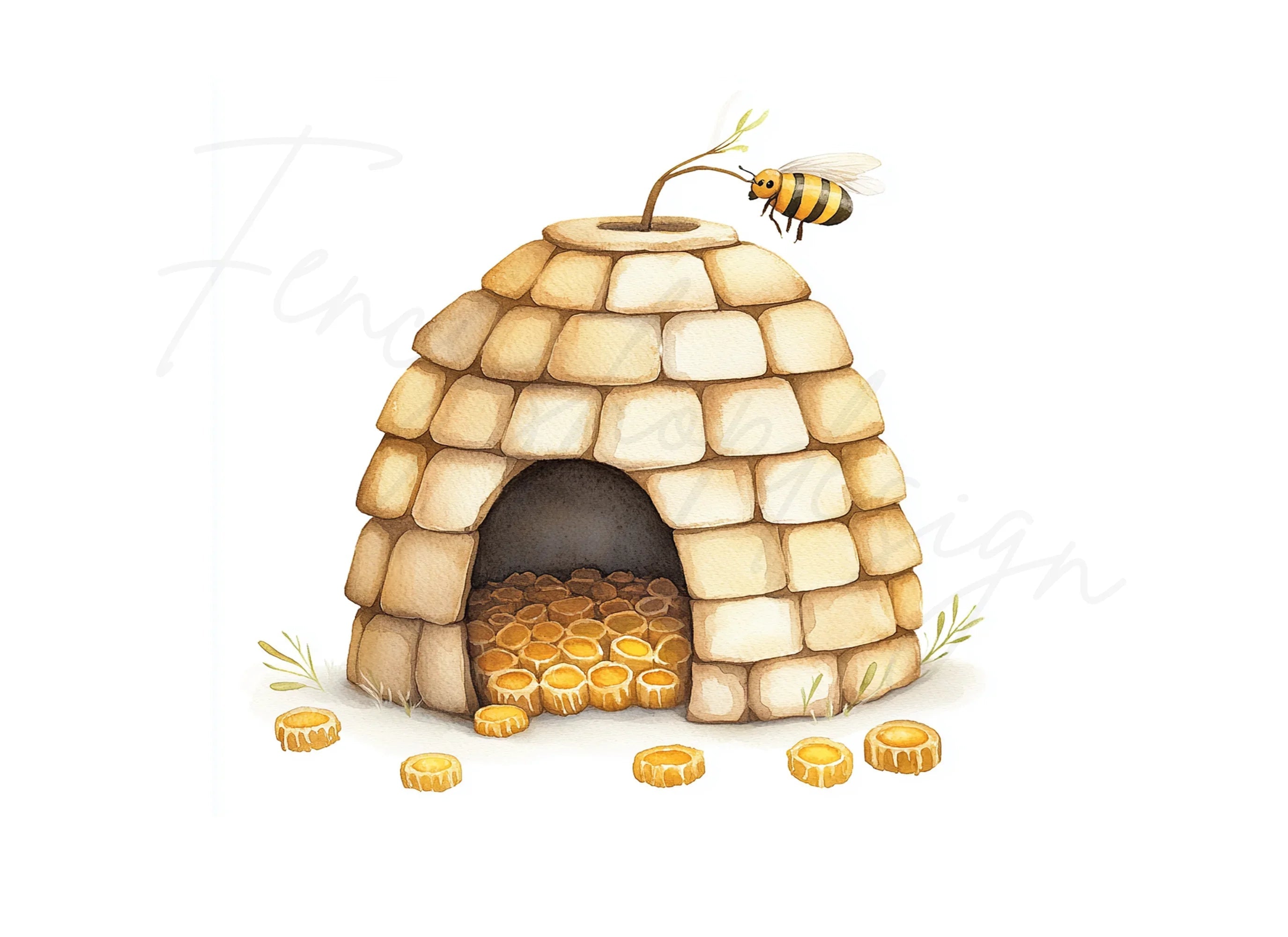 Cute Bee and Beehive Clipart Bundle