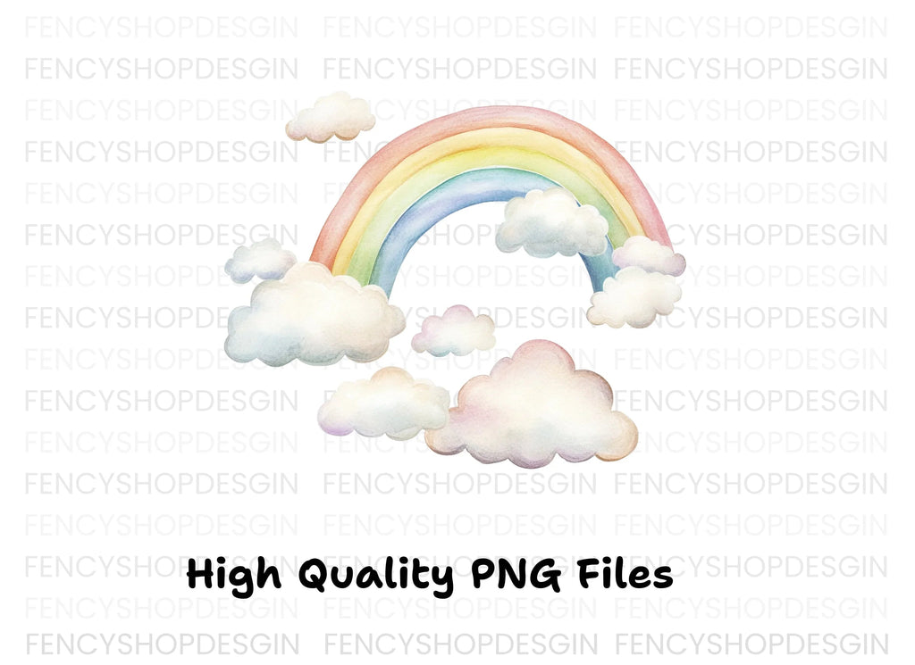 Dreamy Rainbows and Clouds Clipart Bundle