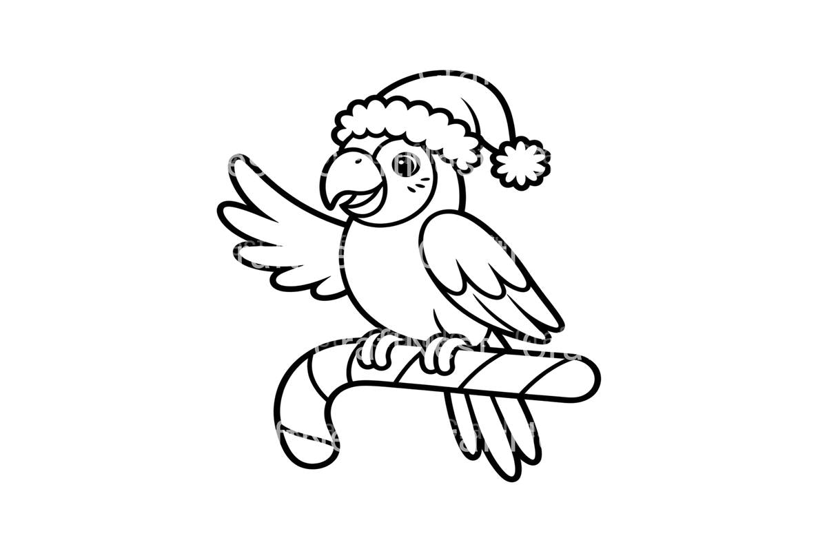 Christmas Parrots on Candy Canes Coloring Books
