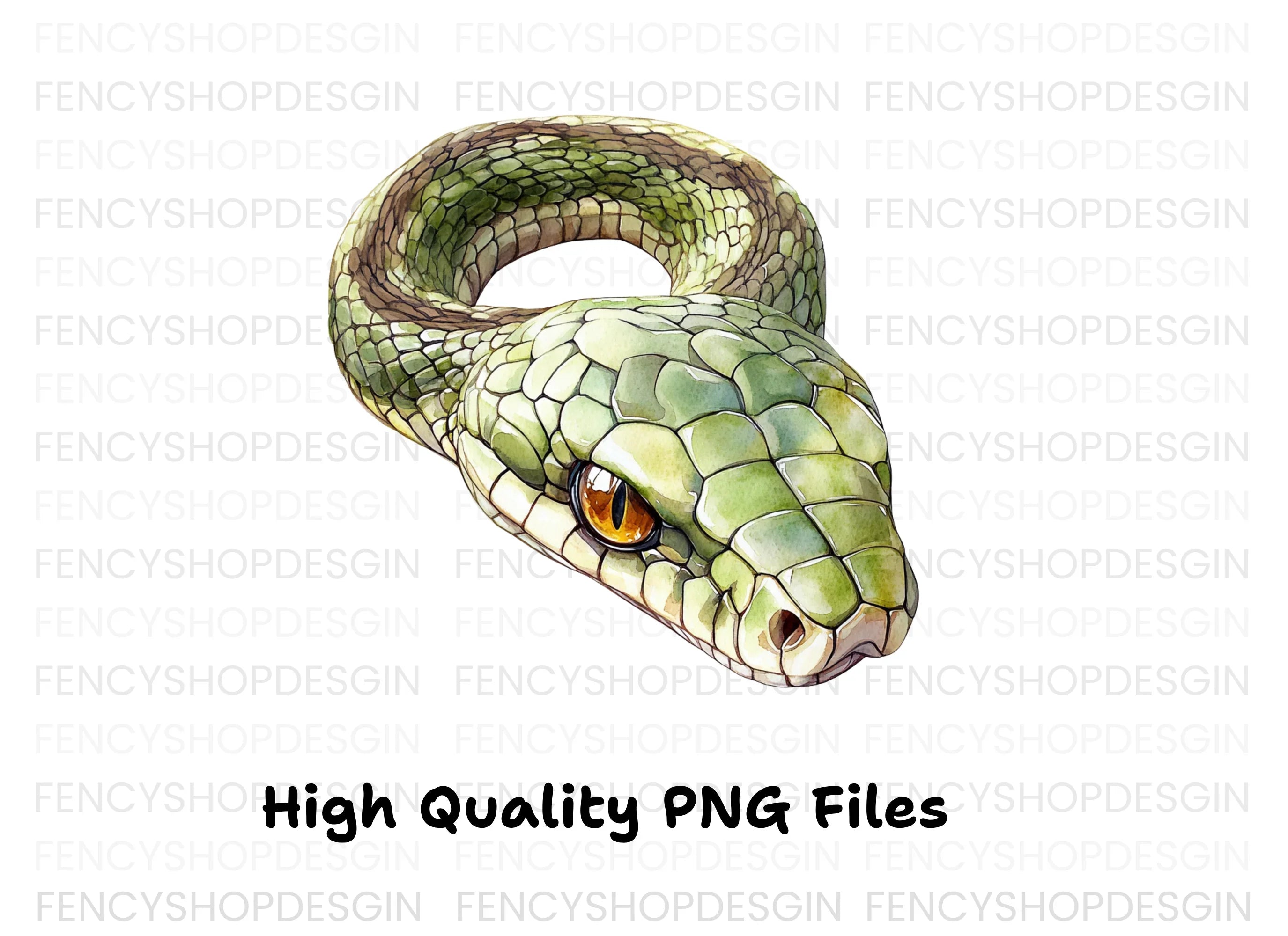 Green Snake Head and Body Clipart Bundle