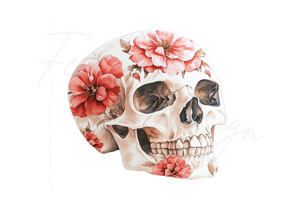 Floral Skull Clipart Bundle