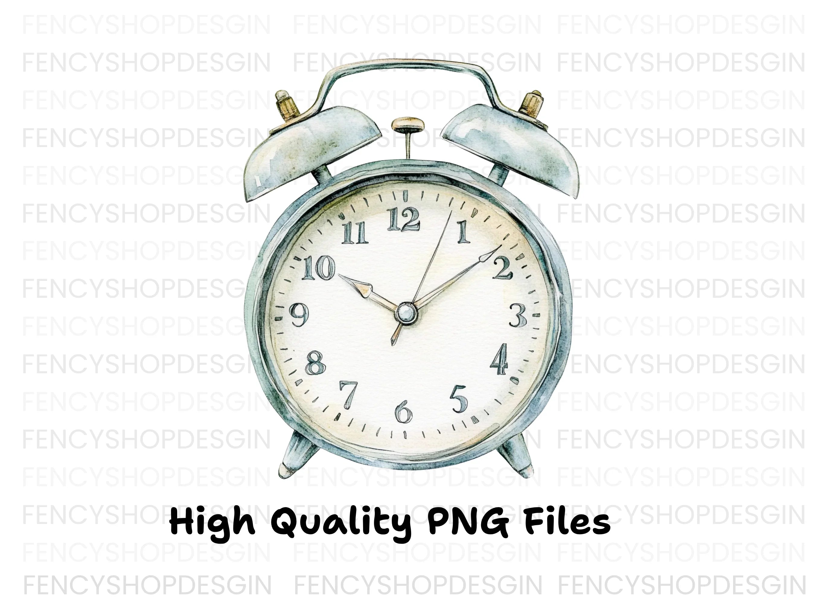 Rustic Silver Alarm Clock Clipart Bundle
