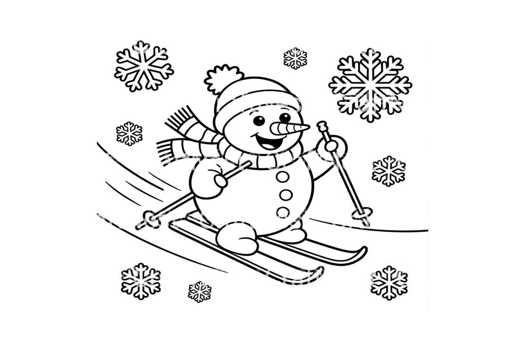 Happy Snowmen Skiing Coloring Books