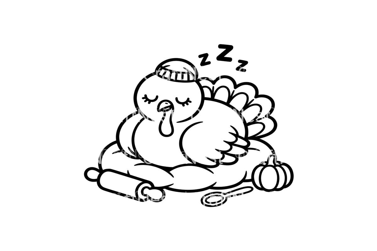 Sleeping Turkey Thanksgiving Coloring Books