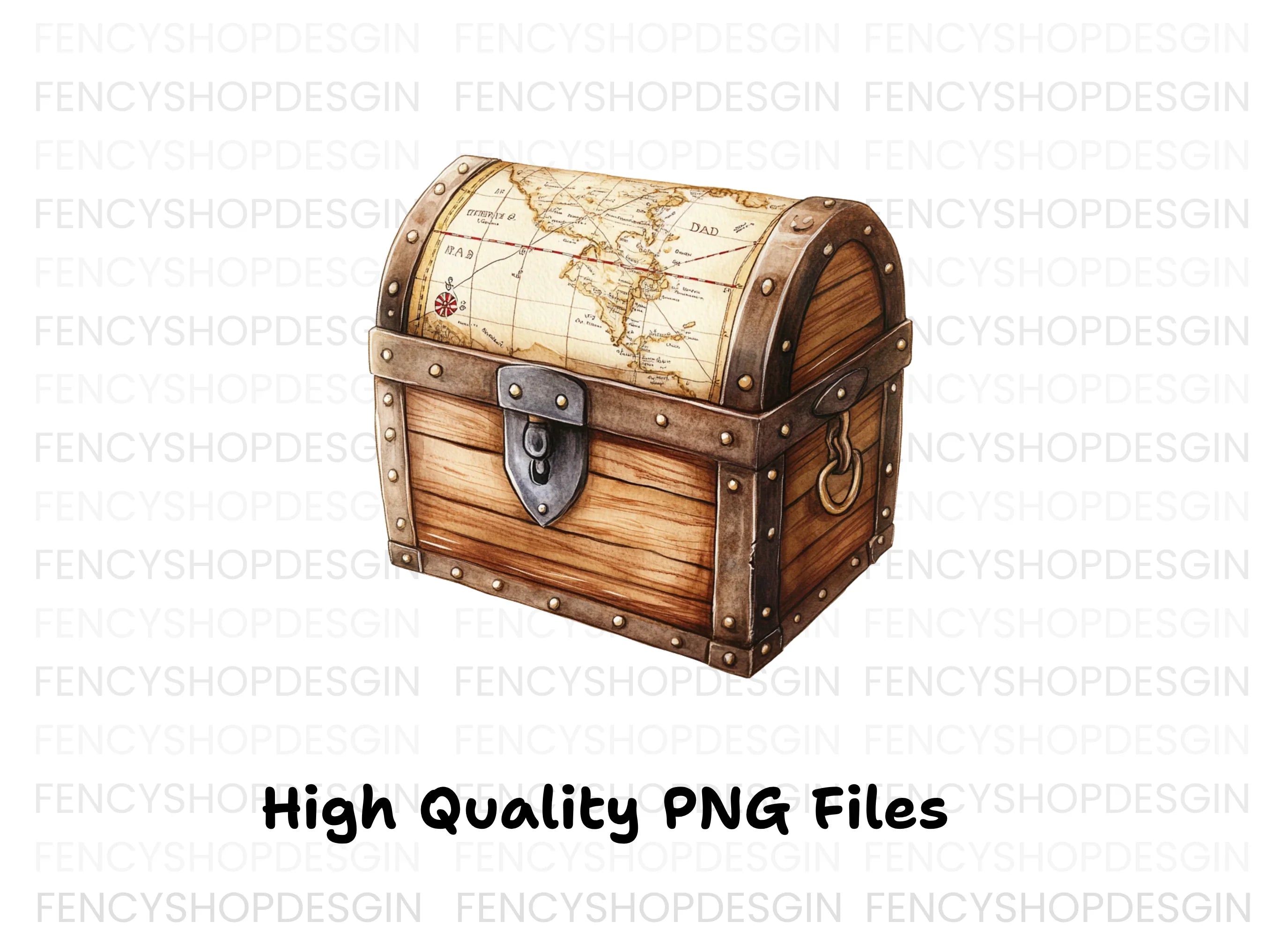 Vintage Treasure Chest and Map Clipart Bundle