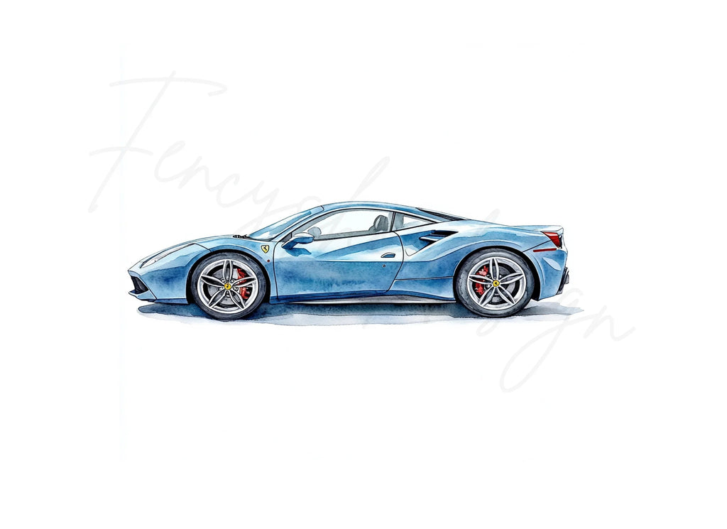 Blue Sports Car Clipart Bundle