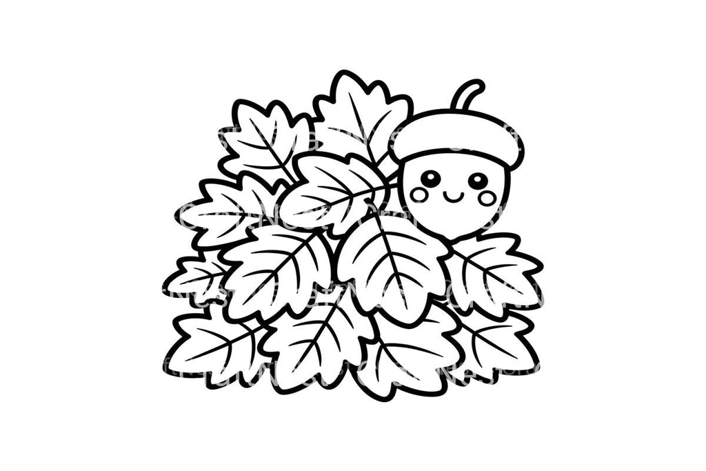 Cute Acorn and Leaves Coloring Books