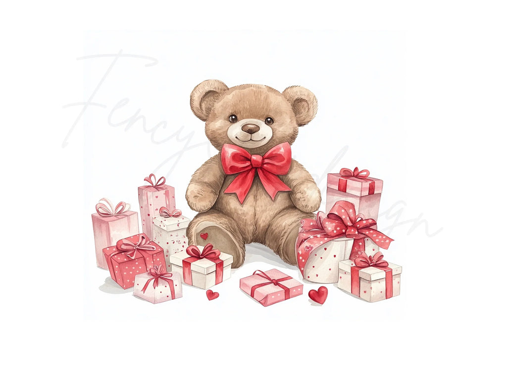 Cute Teddy Bear with Gifts Clipart Bundle