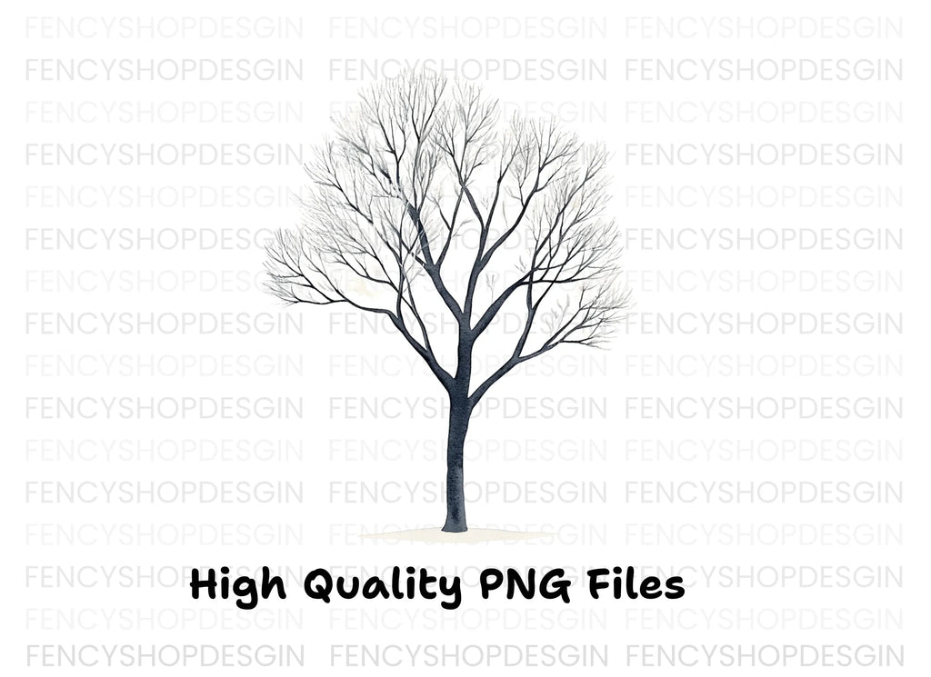 Winter Tree with Snow Clipart Bundle