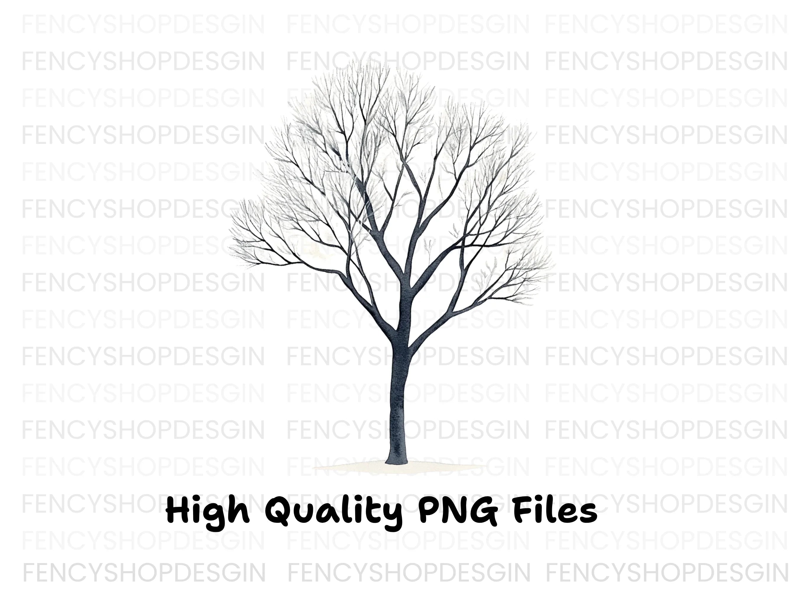 Winter Tree with Snow Clipart Bundle