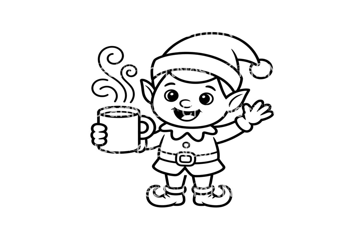 Santa and Elf Hot Drink Coloring Books