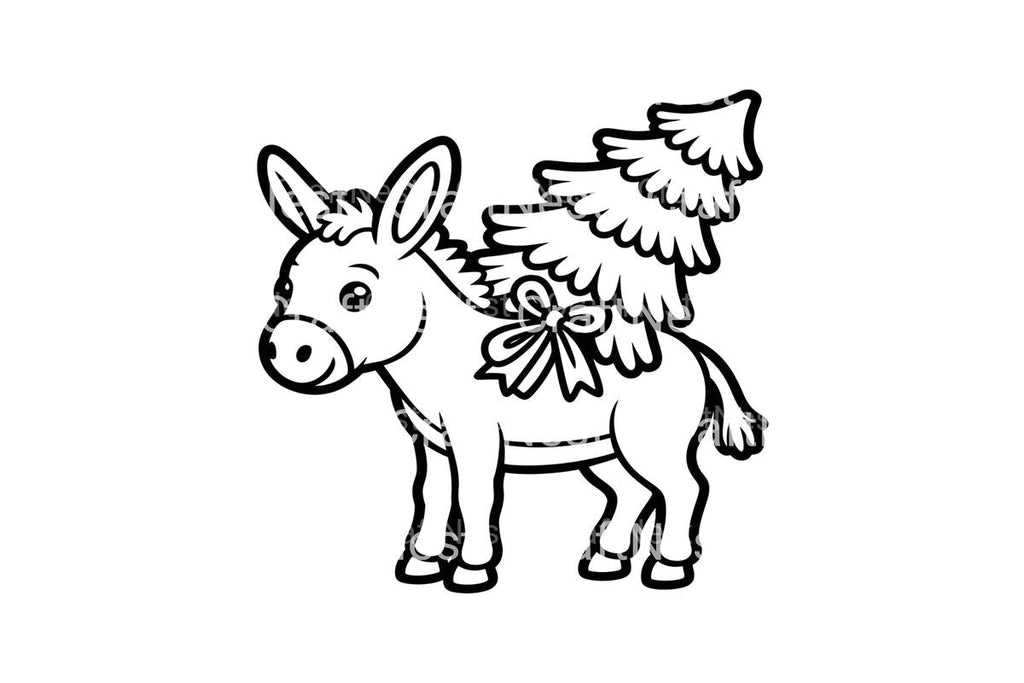 Christmas Donkey with Tree Coloring Books