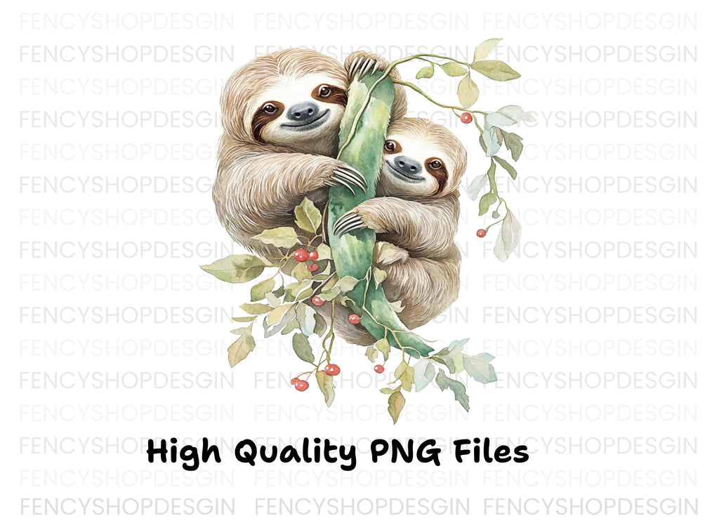 Mother and Baby Sloth Clipart Bundle
