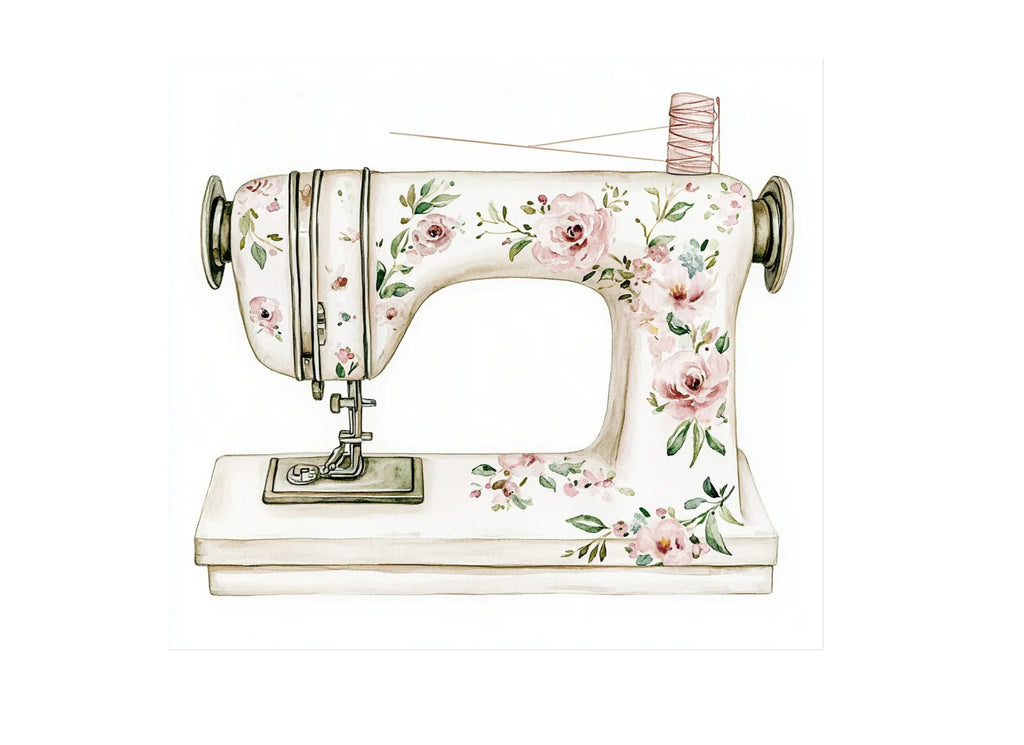 Floral Vintage Sewing Machine Clipart Bundle
