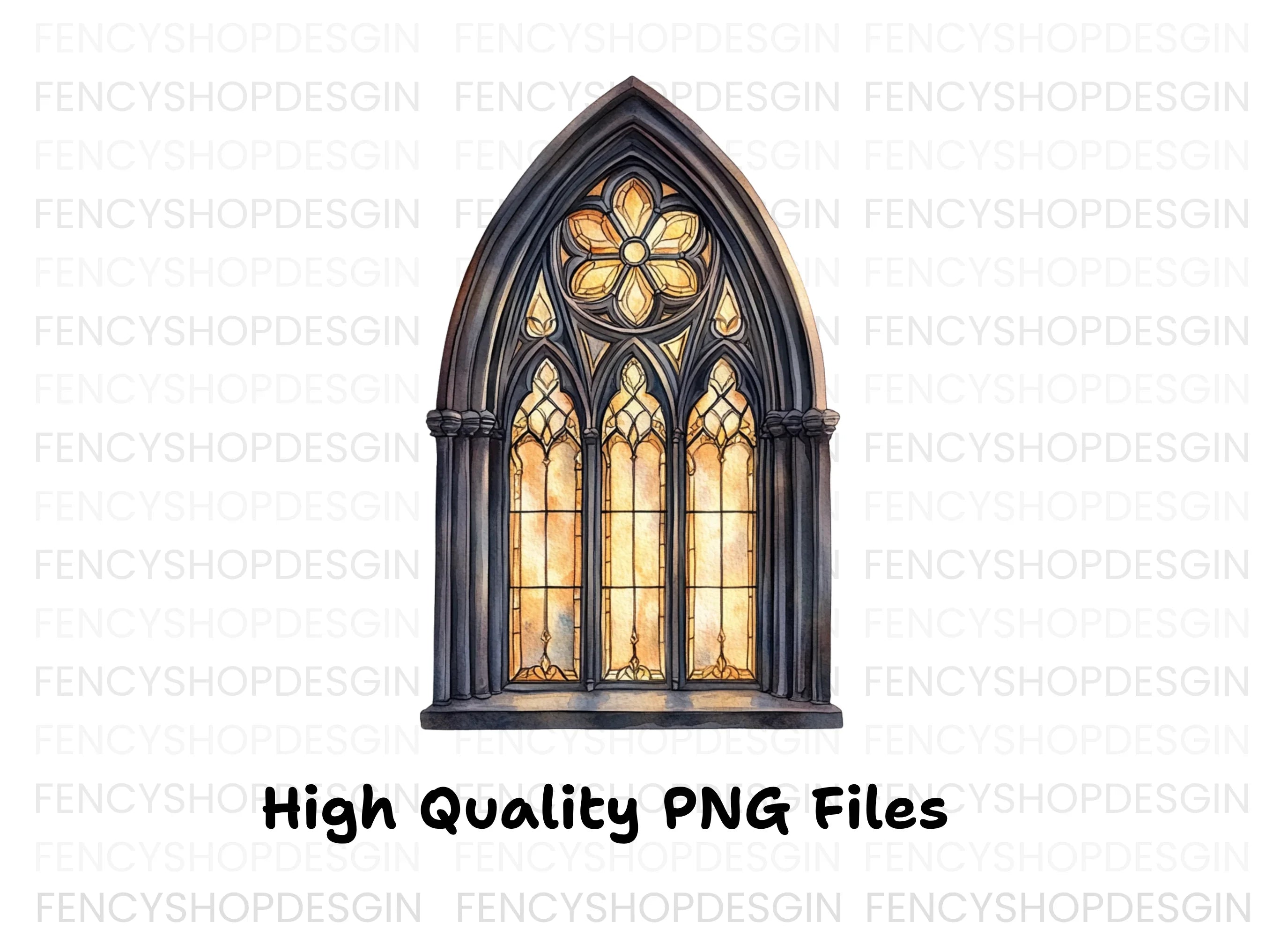 Gothic Stained Glass Window Clipart Bundle