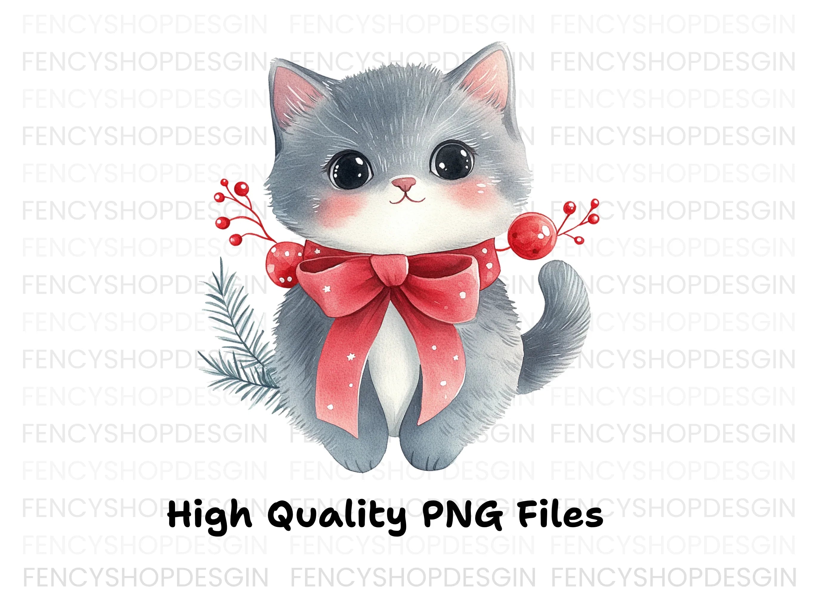 Cute Christmas Kittens Clipart Bundle