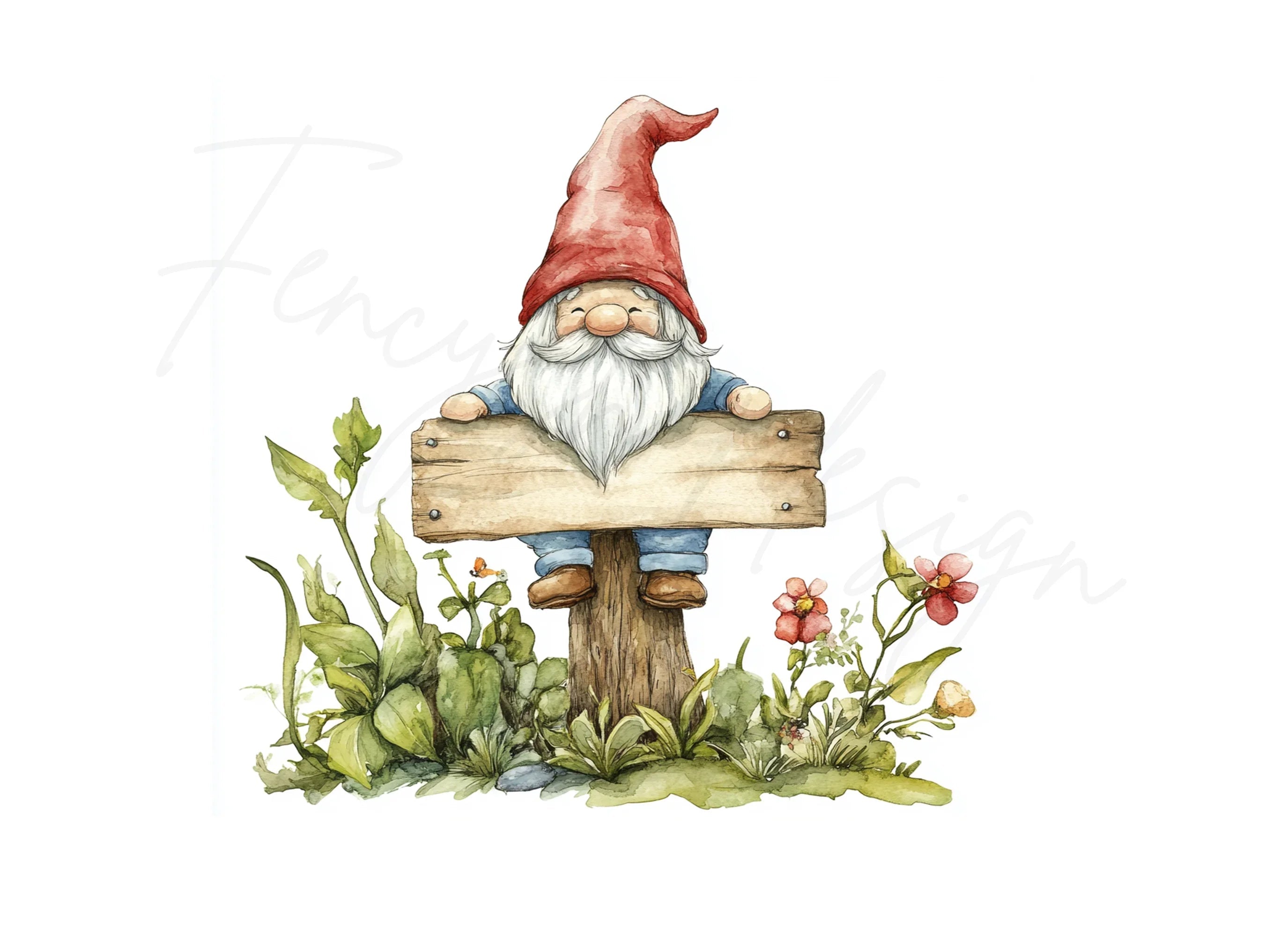 Cute Gnomes with Signs Clipart Bundle