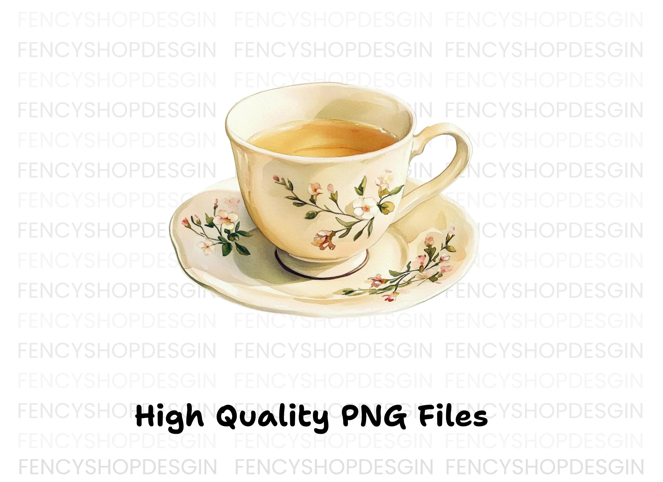 Vintage Floral Teacups Clipart Bundle