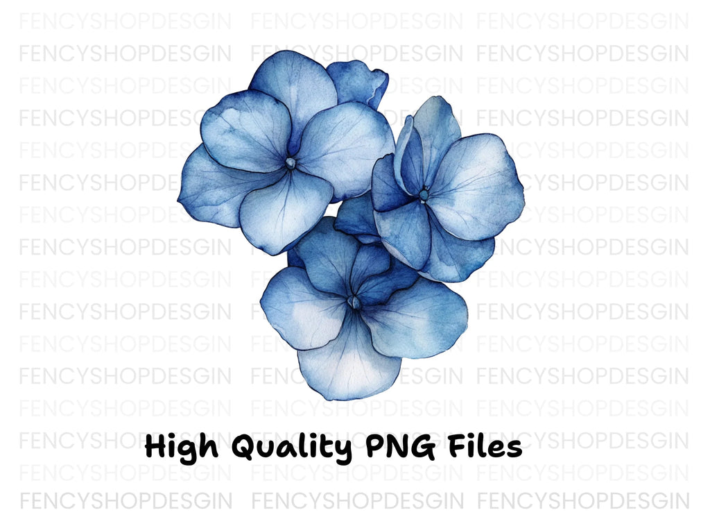 Vibrant Blue Hydrangea Clipart Bundle