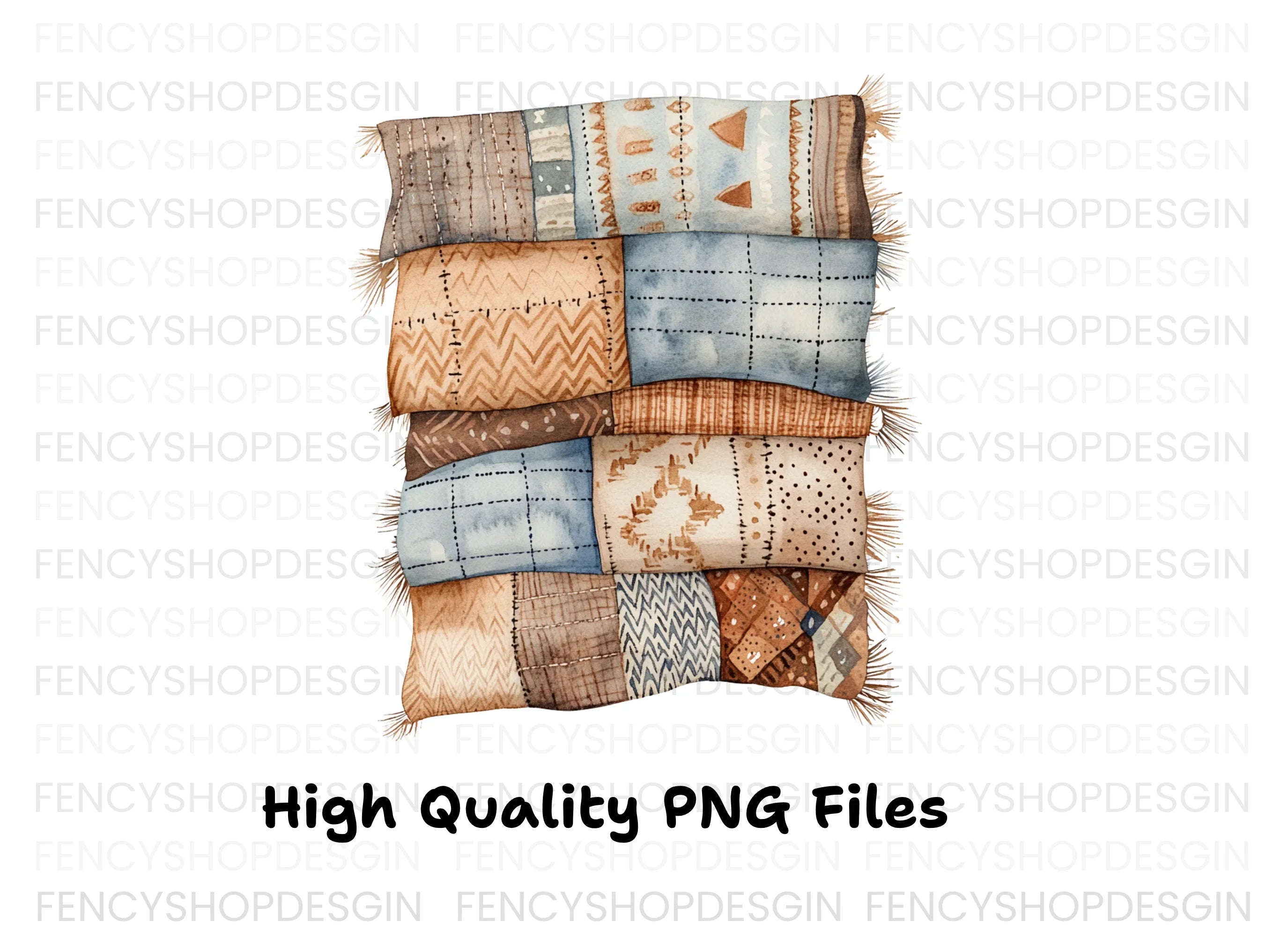 Boho Quilt and Blanket Clipart Bundle