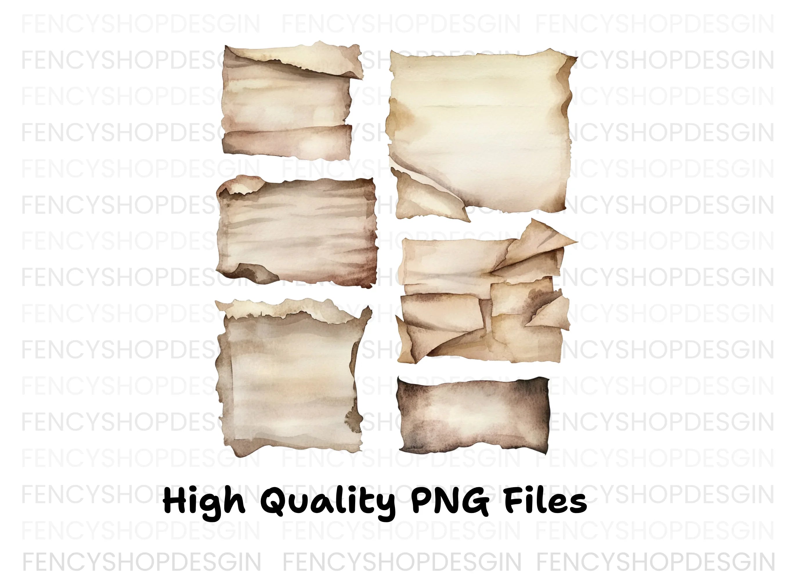 Vintage Scrolls Torn Edges Clipart Bundle