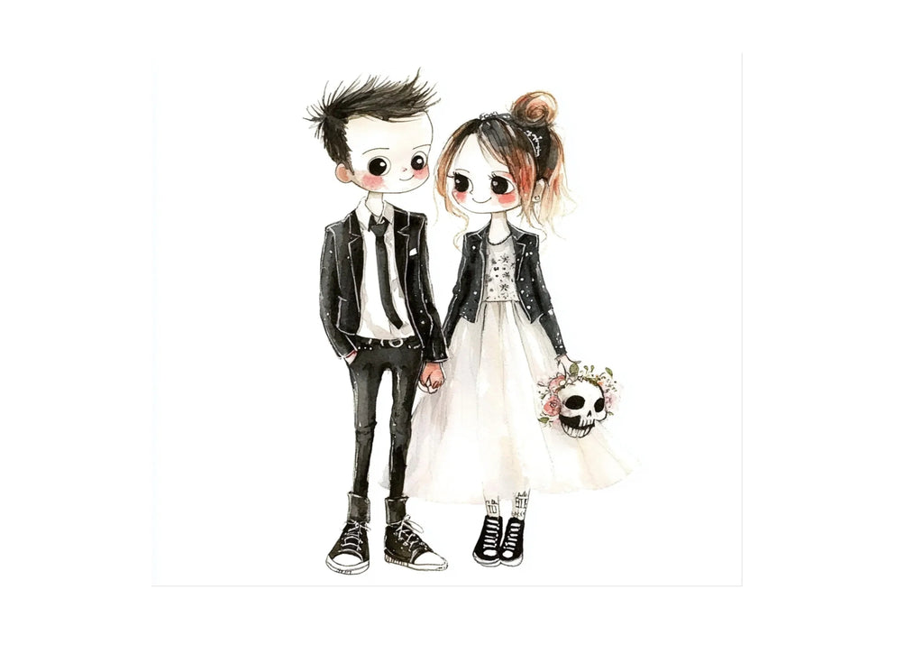 Punk Rock Wedding Illustration Clipart Bundle