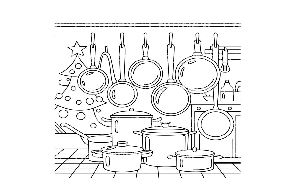 Christmas Kitchen Pots Coloring Books