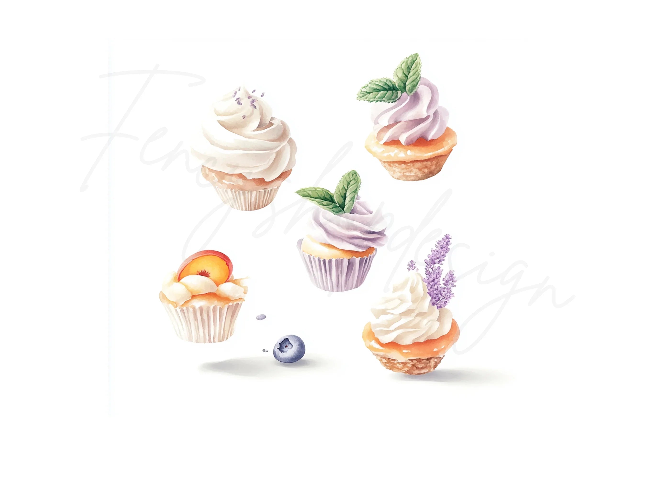 Delicate Cupcake Clipart Bundle