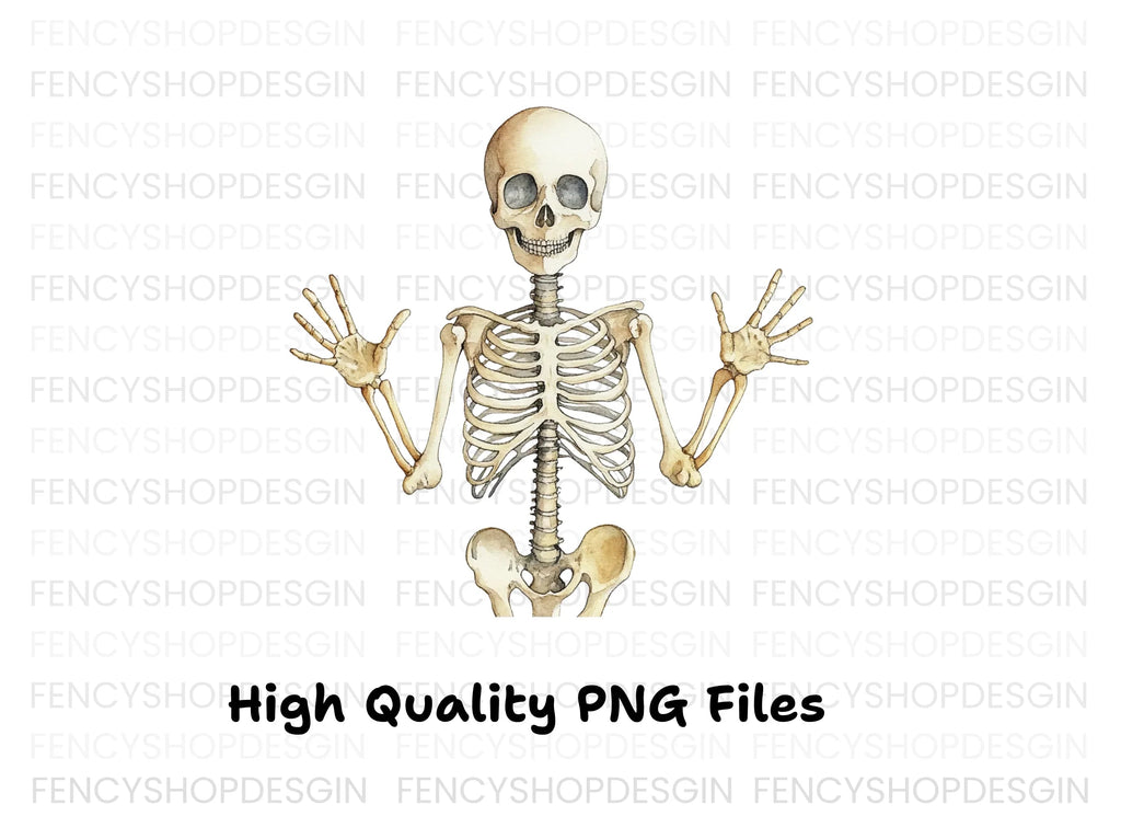 Happy Skeleton Waving Hands Clipart Bundle