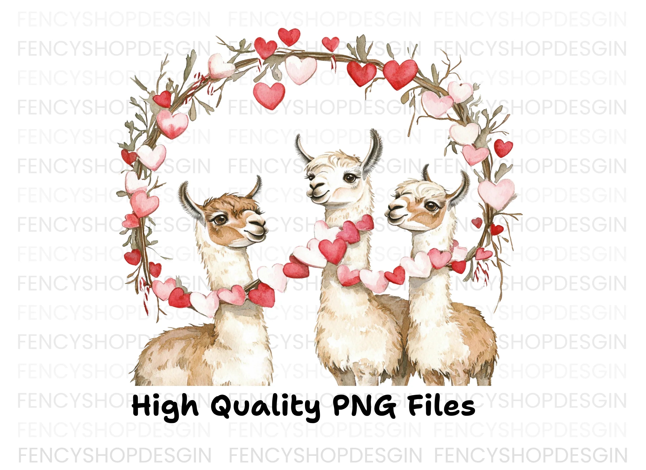 Cute Llama Valentine Day Clipart Bundle