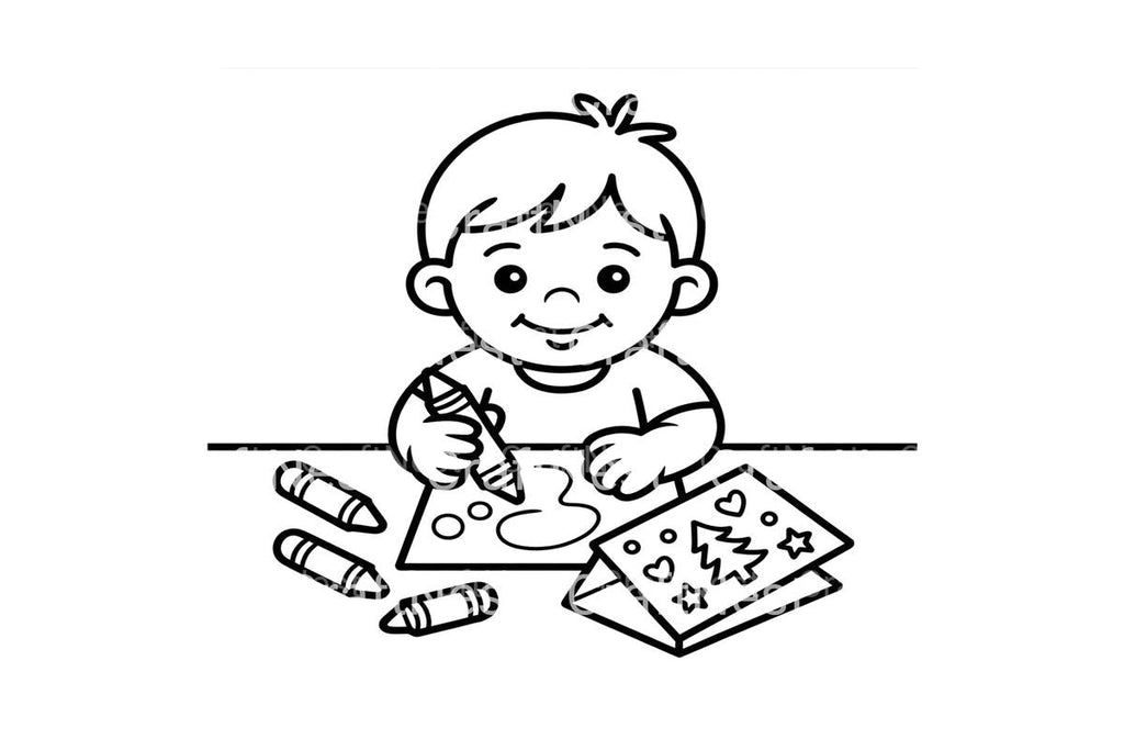 Children Drawing Christmas Pictures Coloring Books