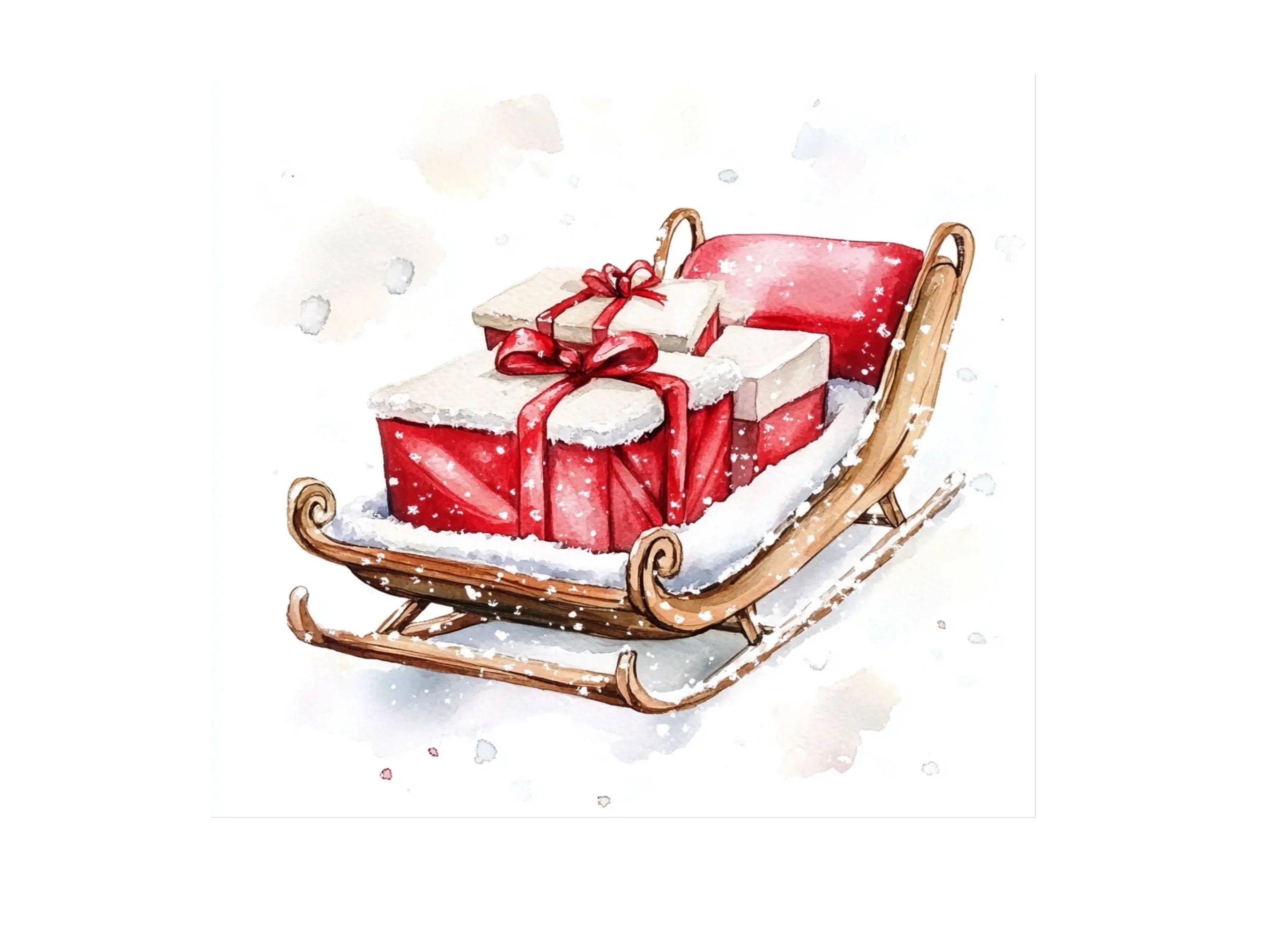 Santa Claus Sleigh with Gifts Clipart Bundle
