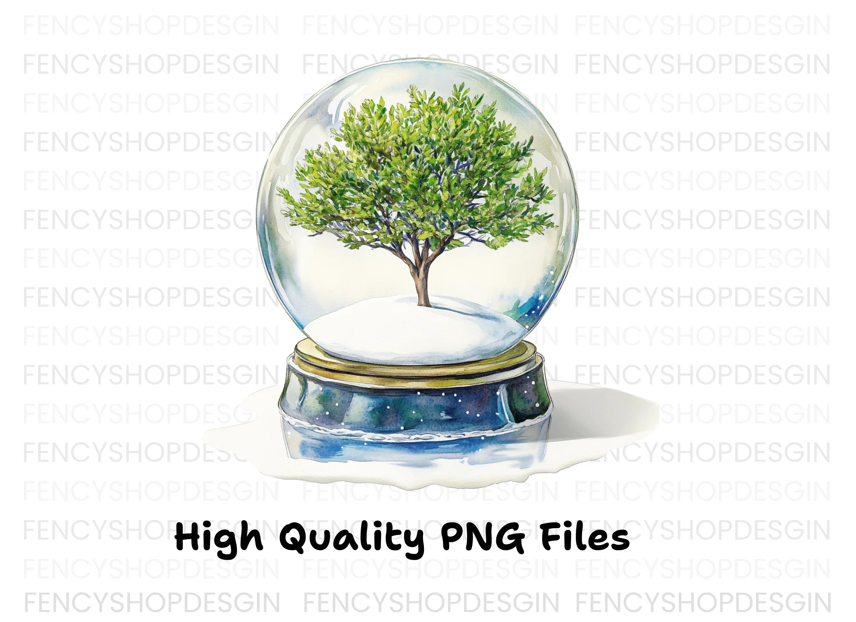 Snow Globe Trees Clipart Bundle