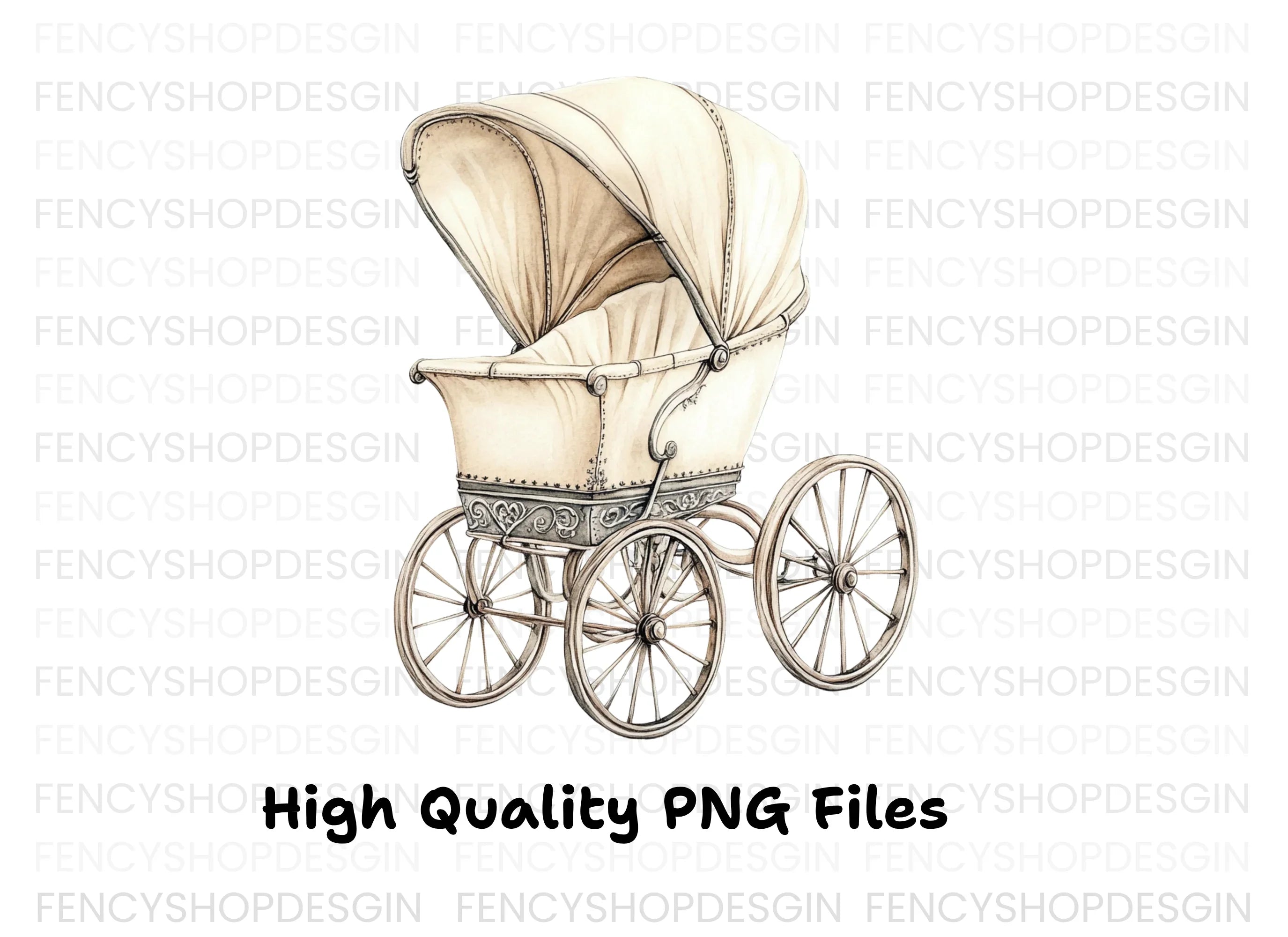 Antique Baby Pram Clipart Bundle
